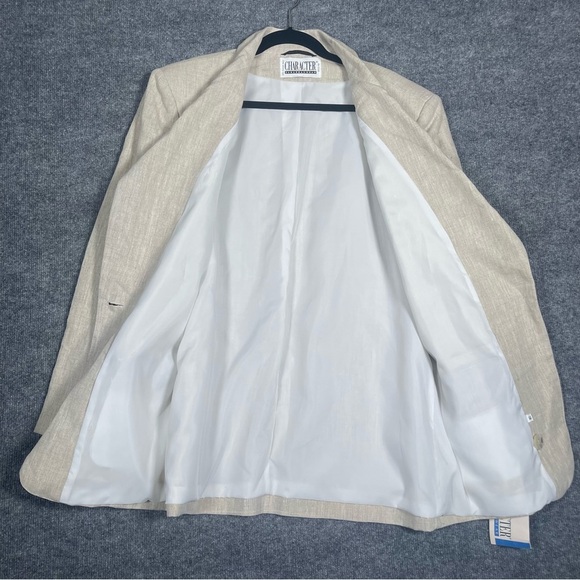 Character Womens 16 Beige 100% Pure Linen Blazer Business Spring Minimalist - Picture 10 of 11